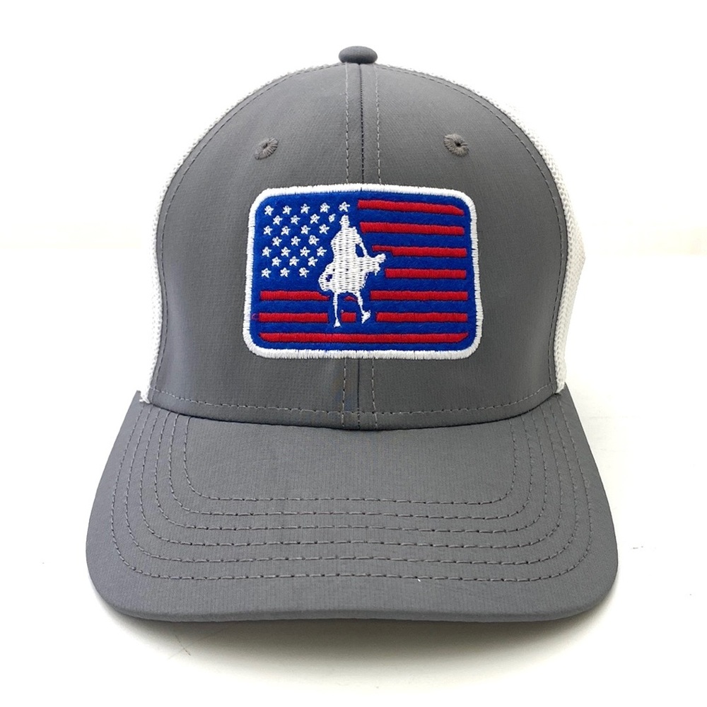 LevelWear Men's Trucker Style Grey/White Patriot Golf Hat